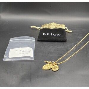 Reign Chains Jesus And Mary Chain 18 Gold Plated Stainless Steel Retail $119.99
